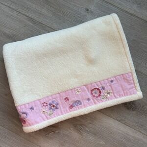 Small Wonders Yellow Butterfly Ladybug Flower Embroidered Blanket 30x40in